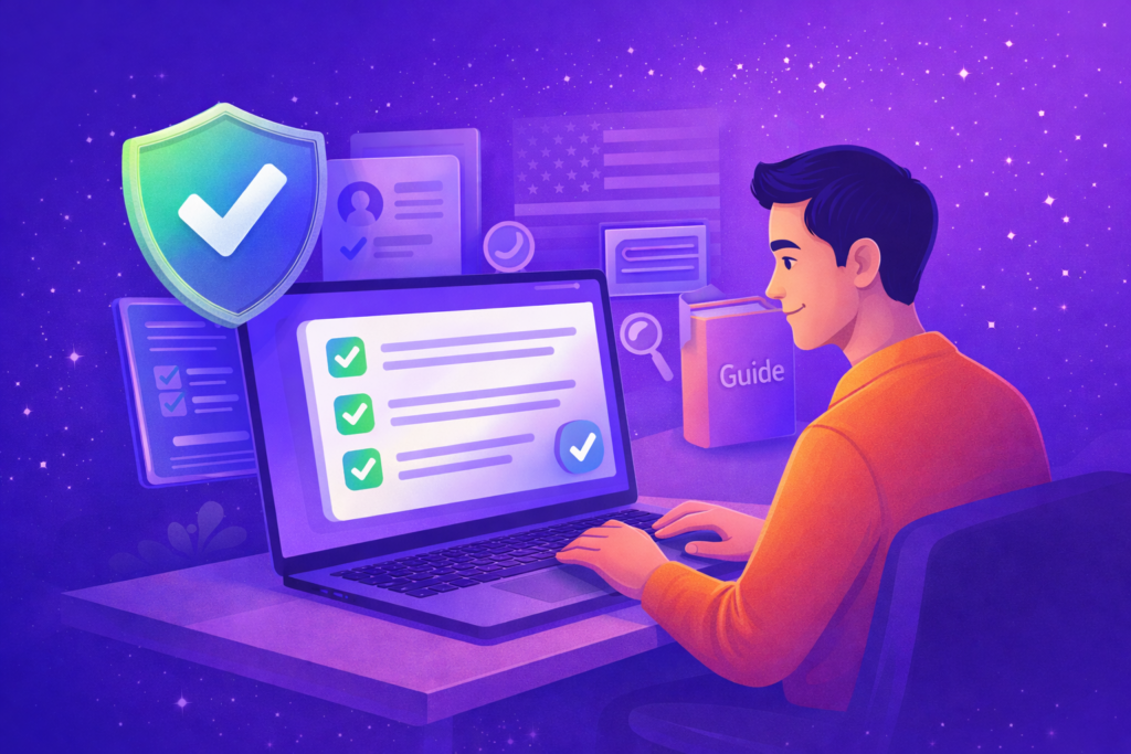 Person reviewing online casino safety information and bonus guidelines for U.S. players 